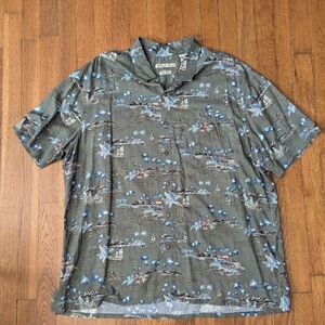 Men's Hawaiian Shirt by Batik Bay size XXL Men's Green Patterned Shirt